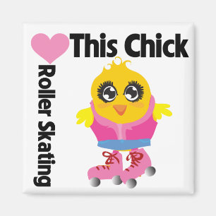 Aimant Ce poussin aime le patinage de rouleau