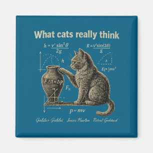 Aimant Ce que les chats pensent drôle science chat vintag