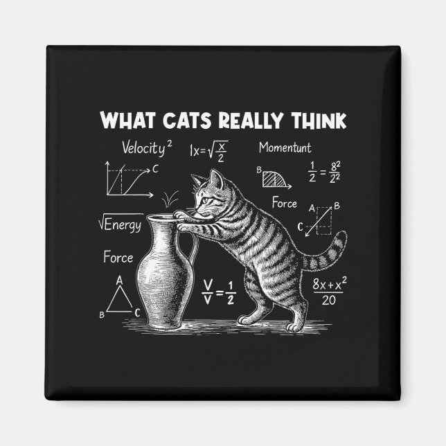 Aimant Ce que les chats pensent vraiment Drôle de physiqu (Devant)