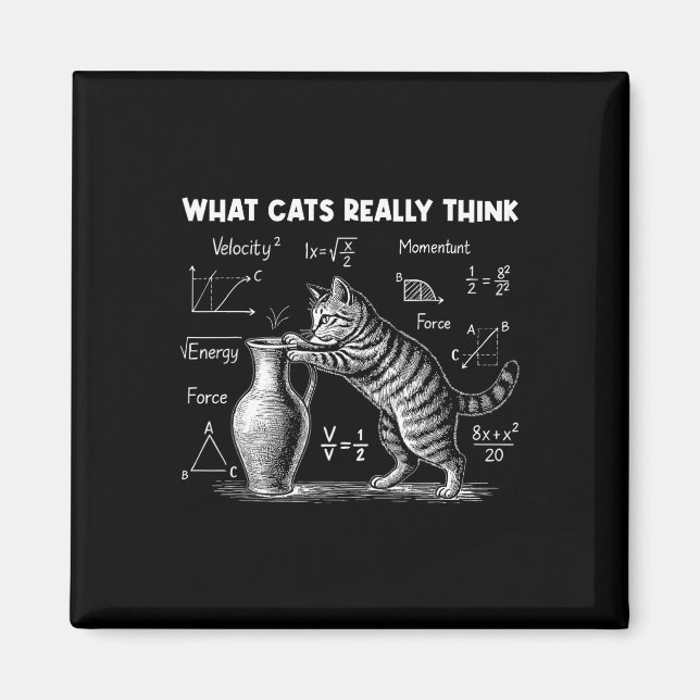 Aimant Ce que les chats pensent vraiment Drôle de physiqu (Devant)