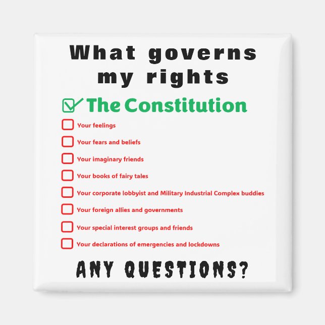 Aimant Ce qui gouverne mes droits - La Constitution (Devant)