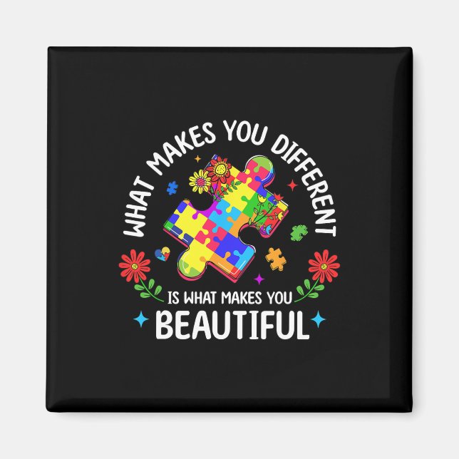 Aimant Ce qui vous rend différent Beau Puzzle Autisme A (Devant)