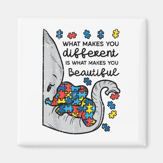 Aimant Ce qui vous rend différents beaux éléphants Autism (Devant)