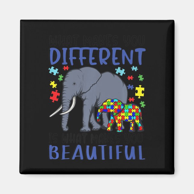 Aimant Ce qui vous rend différents éléphant maman Autisme (Devant)
