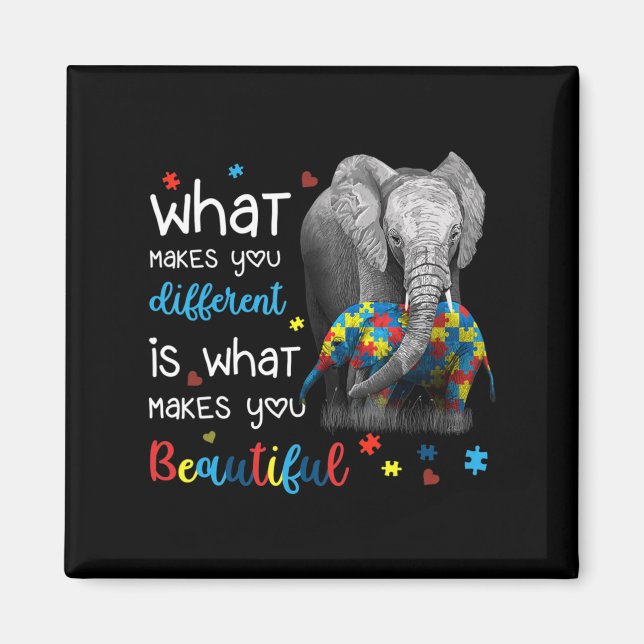 Aimant Ce qui vous rend différents Elephant Maman Autisme (Devant)