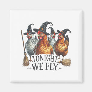 Aimant Ce Soir, Nous Volons Drôle Sorcière Poulet Hallowe