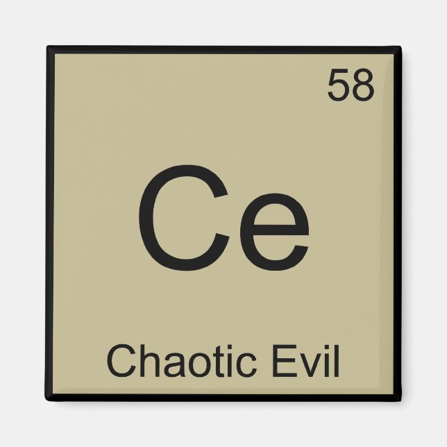 Aimant Ce - Symbole d'élément de chimie chaotique maléfiq (Devant)