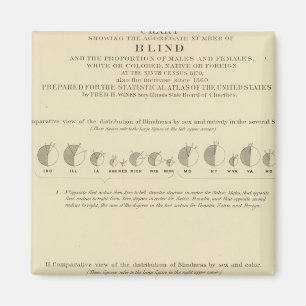 Aimant Cécité, statistique US Lithograph 1870