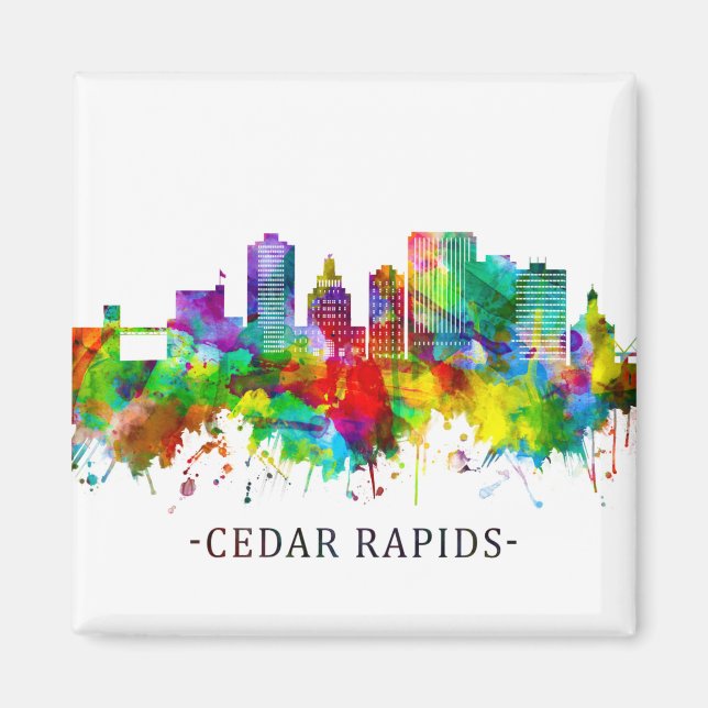Aimant Cedar Rapids Iowa Skyline (Devant)