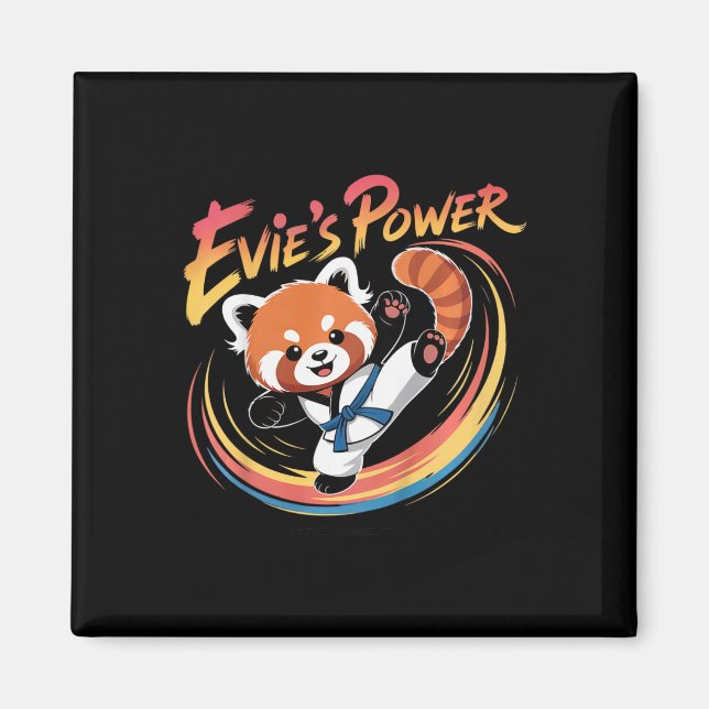 Aimant Ceinture bleue de karaté taekwondo Power Red Panda (Devant)