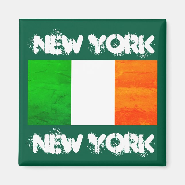 Aimant Célébration de la Saint-Patrick à NYC - Drapeau ir (Devant)