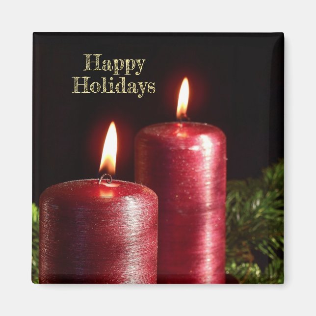 Aimant Célébration de Noël Bougies Rouges Vacances d'Hive (Devant)