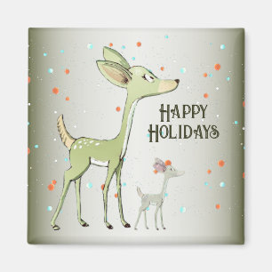 Aimant Célébration de Noël Cerfs Verts Vacances Mignon