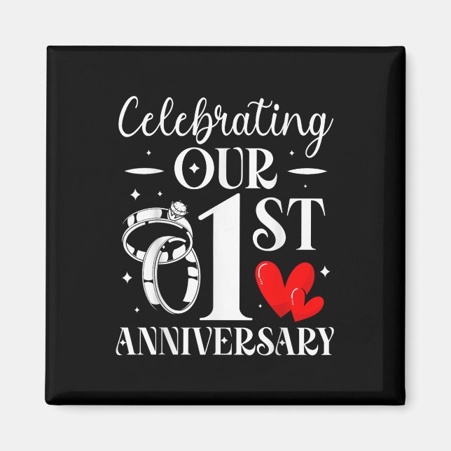 Aimant Célébration de notre 1er anniversaire de mariage 1 (Devant)