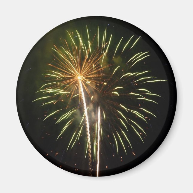 Aimant Célébration de vacances de feux d'artifice verts e (Devant)