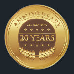 Aimant Célébration du 20e anniversaire Médaille d'or<br><div class="desc">Un prix d'or célébrant les vingt ans avec une couronne de laurier.</div>