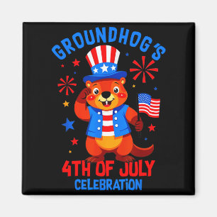 Aimant Célébration du 4 juillet par les marmottes Patriot