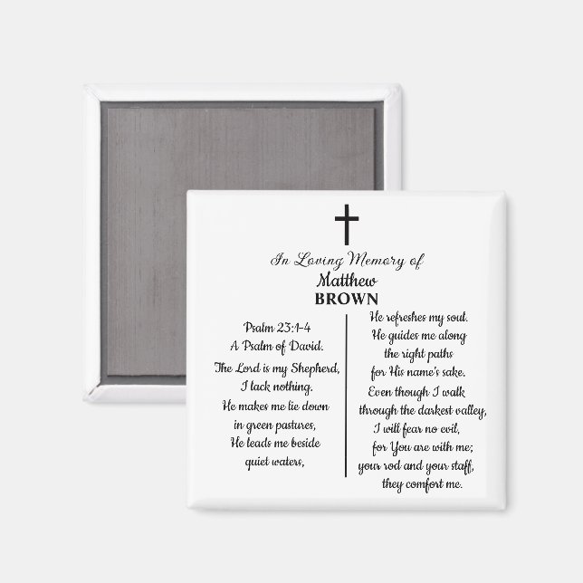 Aimant Celebration Of Life Bible Verse Funeral Keepsake (Recto/Verso)