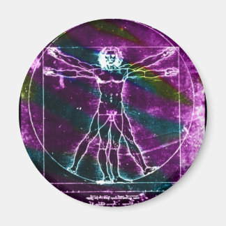 Aimant Célèbre homme DaVinci en dessin circulaire, coloré