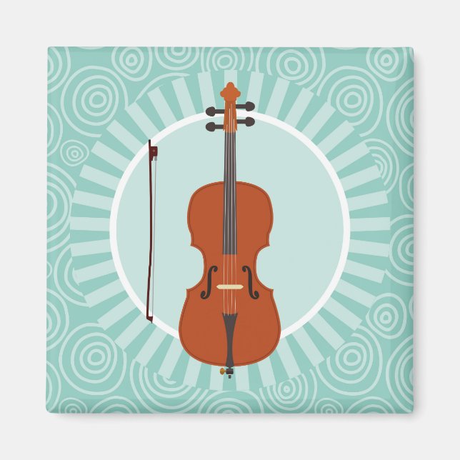 Aimant Cello Fun Turquoise Swirl Music (Devant)