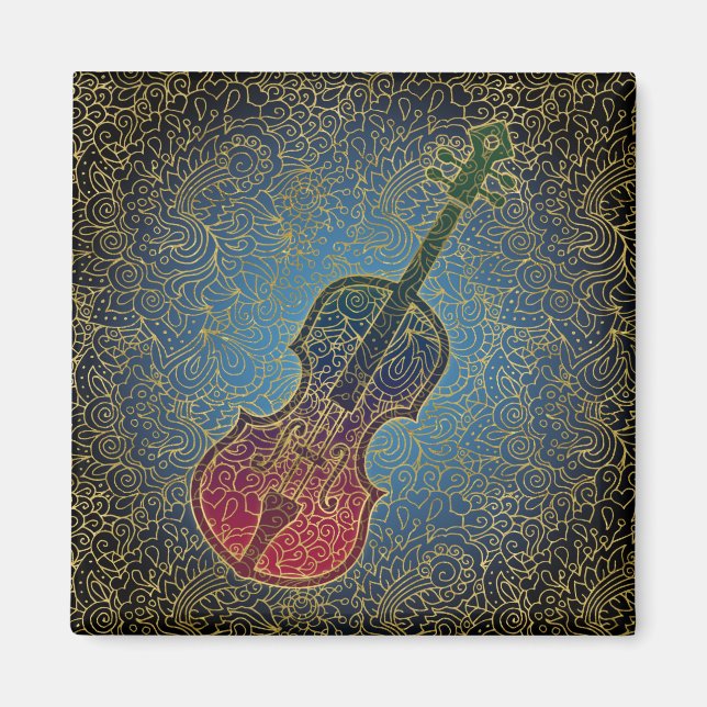Aimant Cello Gold Filigree - Musique colorée (Devant)