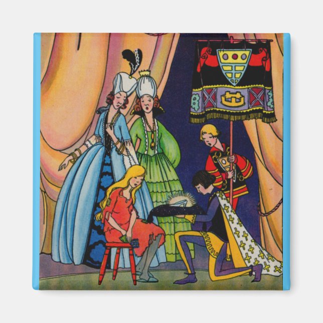 Aimant Cendrillon, le prince et la glissière en verre (Devant)