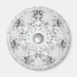 Aimant Céramique dentelle Gris et flocon de neige