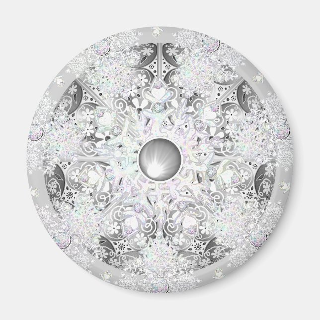 Aimant Céramique dentelle Gris et flocon de neige (Devant)