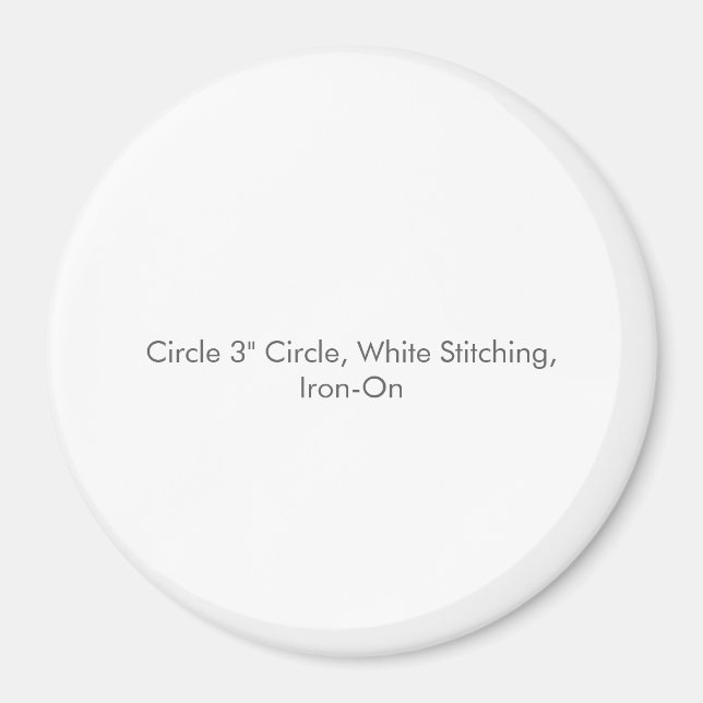 Aimant Cercle 3" Cercle, Couture Blanche, À Repasser (Devant)