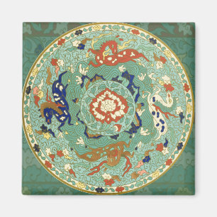Aimant Cercle chinois antique bleu vert