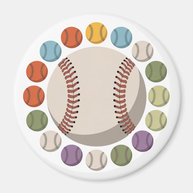 Aimant Cercle de baseball coloré (Devant)