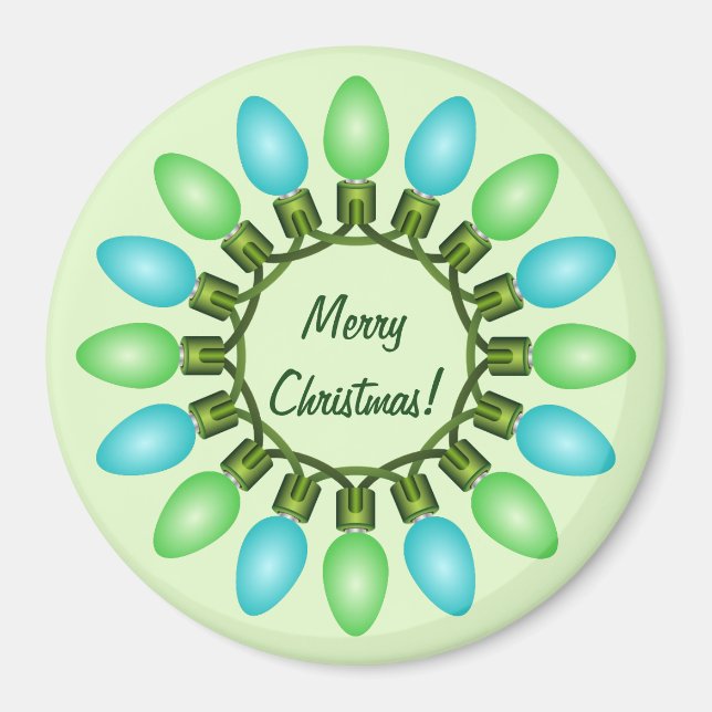 Aimant Cercle des lumières de Noël en bleu et vert (Devant)