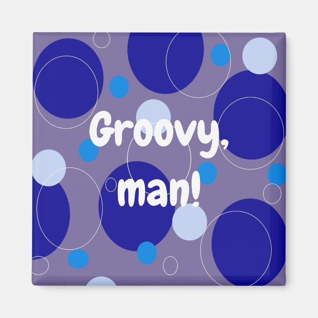 Aimant Cercles Bleus Rétro & Ovales Royal Periwinkle Aqua (Devant)