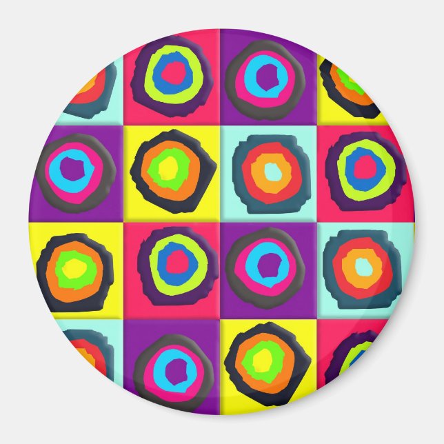 Aimant Cercles colorés à l'intérieur de carrés (Devant)