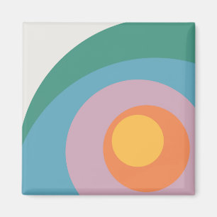 Aimant Cercles de style rétro multicolore