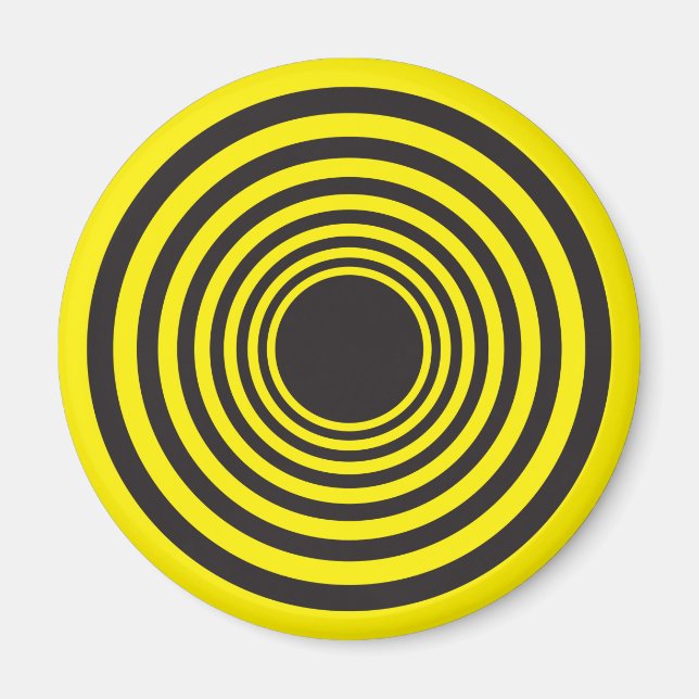 Aimant Cercles hypnotiques jaune sur noir (Devant)