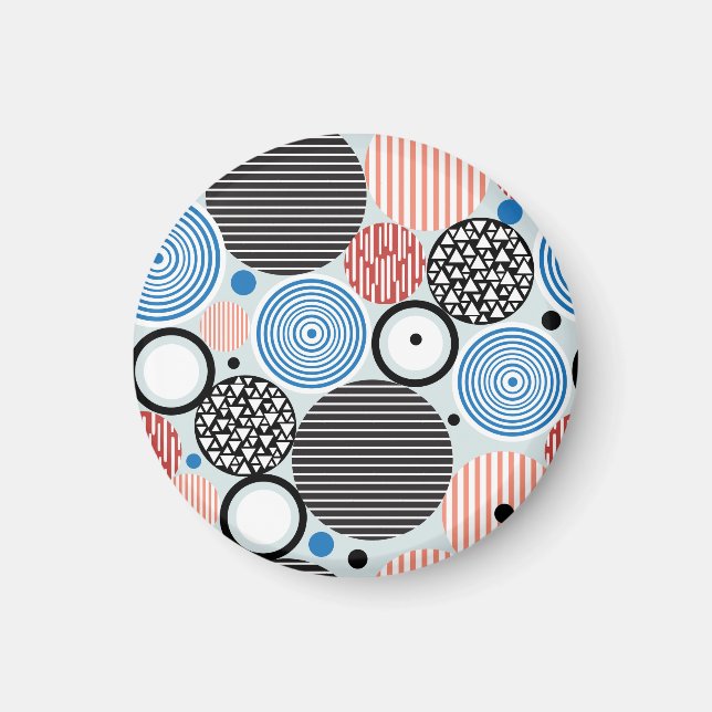 Aimant Cercles multicolores, design motif graphique. (Devant)