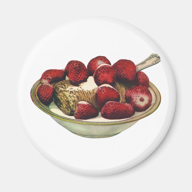 Aimant Céréales de petit-déjeuner sain vintage fraises (Devant)