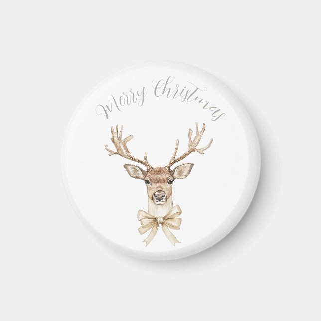 Aimant Cerf à l'arc doré de Noël  (Devant)