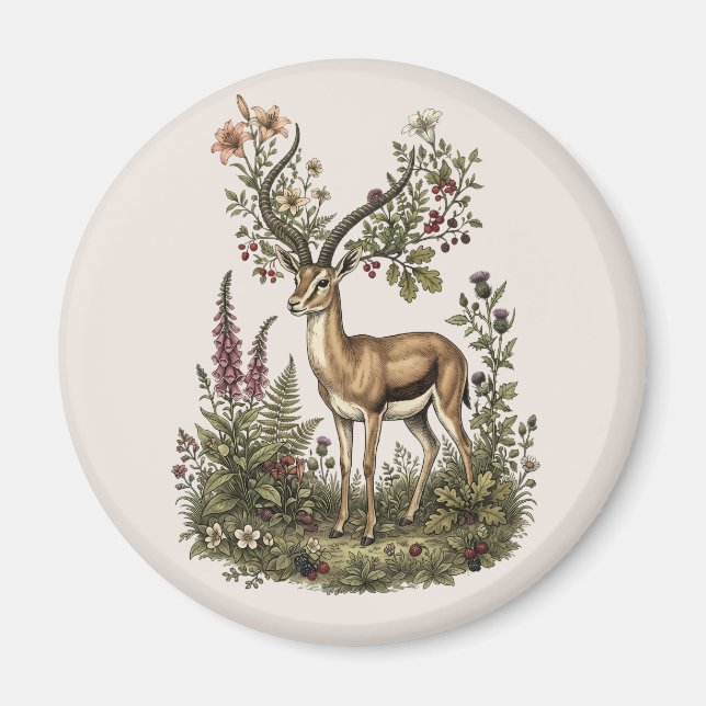 Aimant Cerf aux fleurs sauvages  (Devant)