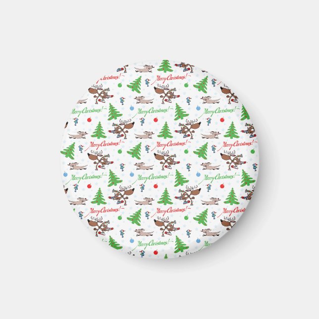 Aimant cerf de Noël fou (Devant)