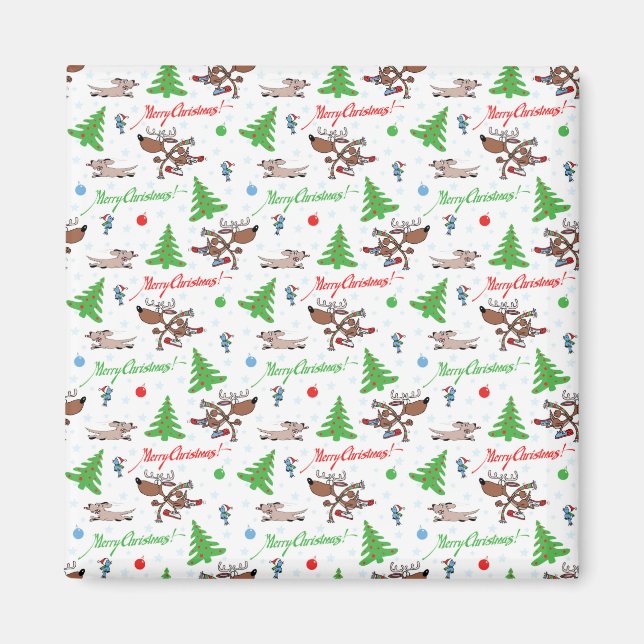 Aimant cerf de Noël fou (Devant)