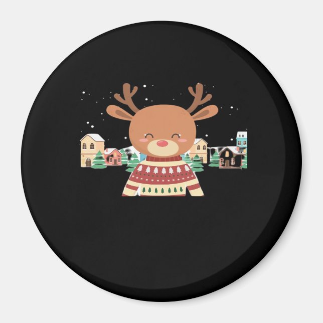 Aimant Cerf de Noël mignon design minimal  (Devant)