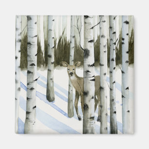 Aimant Cerf en chute de neige