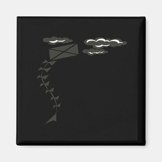 Aimant Cerf-volant noir et blanc (Devant)