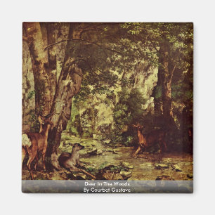 Aimant Cerfs communs dans les bois par Courbet Gustave
