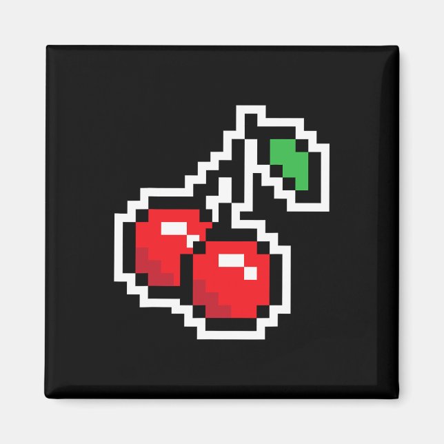Aimant Cerises Pixel Art Costume Halloween Jeu Vidéo Anné (Devant)