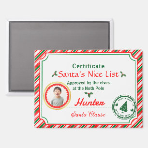 Aimant Certificat de photo de Noël Père Noël Liste des en