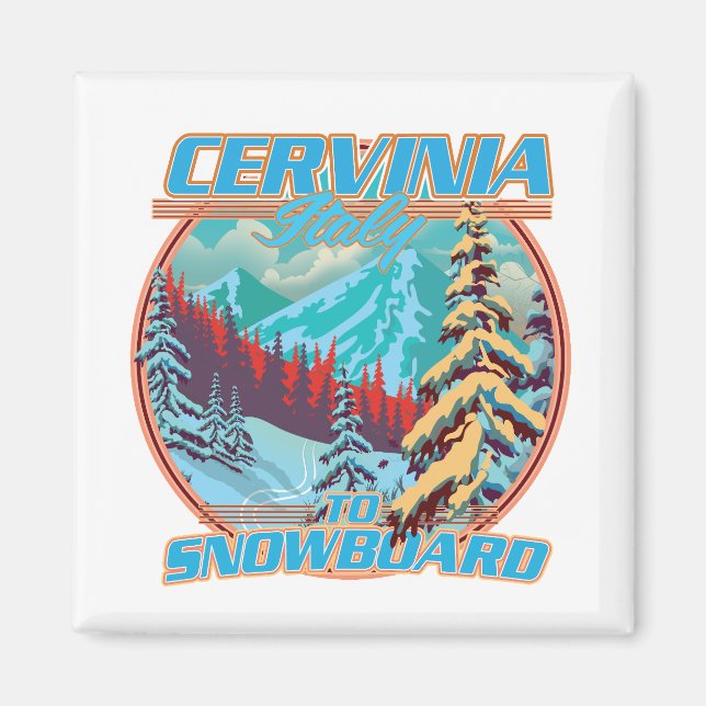 Aimant Cervinia italie logo de snowboard (Devant)