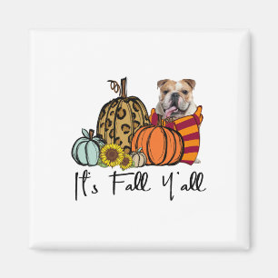 Aimant C'est Fall Y'all English Bulldog Leopard Citrouill
